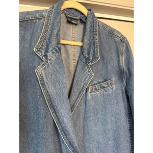 Vintage 80's LizWear Denim Blue Blazer‎ Jacket Sz12 thumbnail 2