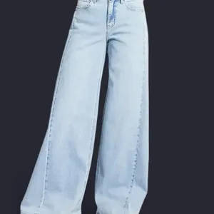 Vervet Light Blue Wide-Leg Super Flare Palazzo Jeans Side Seams thumbnail 5