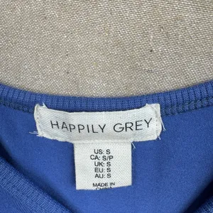 Happily Grey Blue T-Shirt Size S Embroidered Tis the Season Crop Short Sleeves thumbnail 4