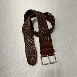 Leather Belt Braided Women's Size M Brown Retro Vintage Wide Flexible thumbnail 2