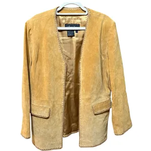 Terry Lewis Classic Luxuries Suede‎ Leather Pant Suit Blazer Set Camel Tan Sz L thumbnail 7
