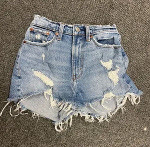 Abercrombie & Fitch Curve Love High Rise Mom Shorts Denim Jean Raw Hem Womens 24 thumbnail 1