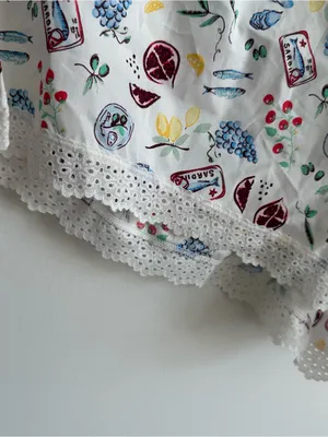 Colsie White Fruit/Sardine Printed Lace Trim Sleep Shorts thumbnail 3