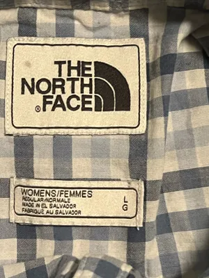 Womens lg The North Face Plaid Long Sleeve Button Down Shirt-blue/white/gray. thumbnail 8