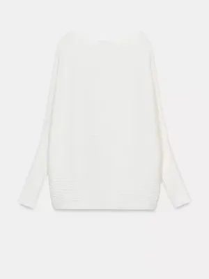 NWT Zara Volume Textured Knit Jumper Sweater Boat Neck White Sz S-M thumbnail 8