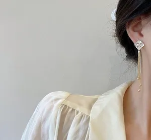 Fashion Delicate Flower Long Tassel Earrings for Women thumbnail 4