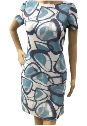 Muse All Dress‎ Circles Sequin Print Blue Gray White Size 8 Women Dress C26 thumbnail 1