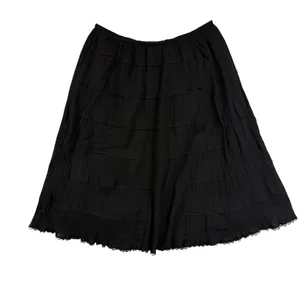 VTG Spenser Jeremy L Tiered Midi Skirt Black Crinkle Lace Trim WhimsyGoth Witchy thumbnail 3