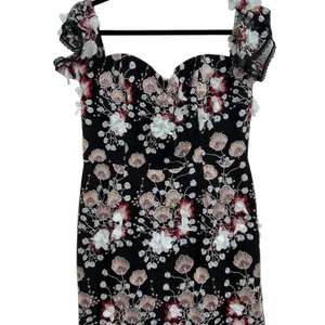 Dress‎ the Population Tara Floral Embroidered Black Multi Dress Size Large thumbnail 5