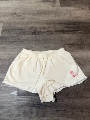 VICTORIA’S SECRET PINK Fleece Rolled Hem Short in Winter White Wanted Bling thumbnail 3