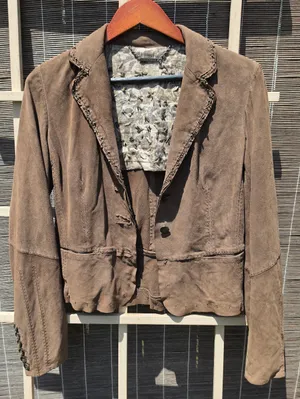 Elie Tahari Real Suede Blazer Jacket Brown Small thumbnail 1
