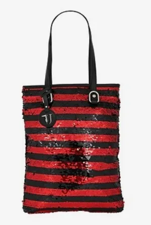 Trussardi Jeans sequins stripped Handbag red and black thumbnail 1