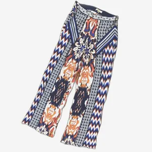 Jealous Tomato Boho Print Wide Leg High Rise Pants Womens Sz S Festival Tribal Aztec Patchwork thumbnail 2