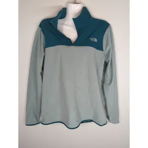 The North Face TKA Glacier 1/4‎ Zip Pullover Teal & Gray Sweater Women's Large thumbnail 2