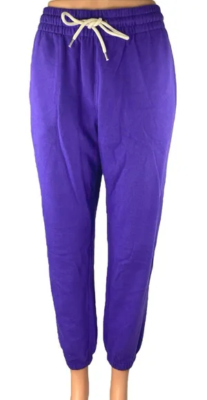 Gap Women's Purple Drawstring Fleece Drawstring Tapered Jogger Sweatpants Size M thumbnail 1