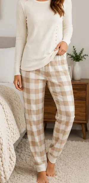 Old Navy Waffle Knit Buffalo Check Pajama Set Medium thumbnail 1