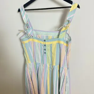 FREE PEOPLE Primavera Stripe Cotton Midi Dress in Pastel Combo Size Medium thumbnail 7