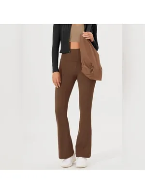 Ododos Brown High-Waisted Flare Pants Size 2XL NWT thumbnail 2