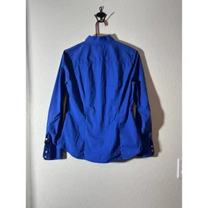 J. Crew Womens Size M Blue Stretch Perfect Long Sleeve Button-Front Cotton Shirt thumbnail 2