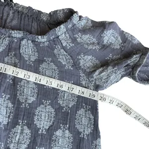 Wonderly Womens Blue‎ Medallion Cotton Gauze Peasant Mini Dress M Puff Sleeve thumbnail 5
