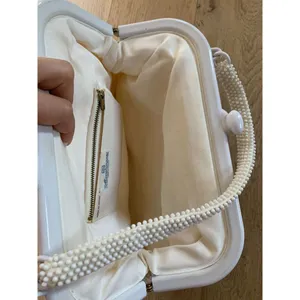 vintage marchioness fully beaded elbow handbag cream ivory Pearl wrist champagne thumbnail 5