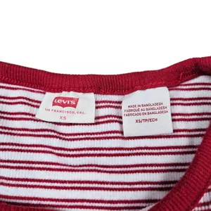Levis The Perfect Tee Shirt Striped Ringer Short Sleeve Womens size XS Red thumbnail 4