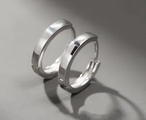 925 Silver Plated Small Hoop Earrings for Men Women,Silver Hoop Earrings thumbnail 1