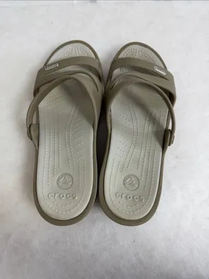 Women's Crocs Swiftwater Beige Slip On Size 8 thumbnail 4