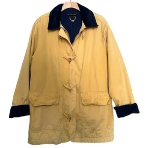 Les Deux Ancres Vintage Women’s L Tan Navy Blue Corduroy Gold Toggle Barn Jacket thumbnail 1