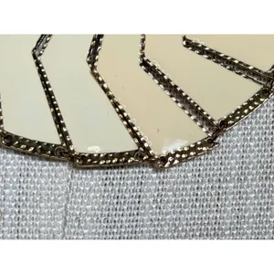 Aldo Statement Necklace Cream Tan Gold Bib‎ Geometric Boho Art Deco Structured thumbnail 3