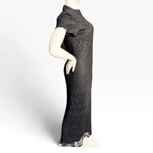 Vintage 90s Jessica Howard Black Lace Maxi Cocktail Dress Size 12 Made USA goth thumbnail 3