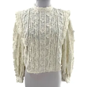 FARM RIO Star‎ 3D Embroidered Blouse in Off White - size S thumbnail 11