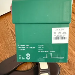 NIB J.Crew Georgina Sandals in Canvas and Leather Strap Slide Sandals size 8 thumbnail 6