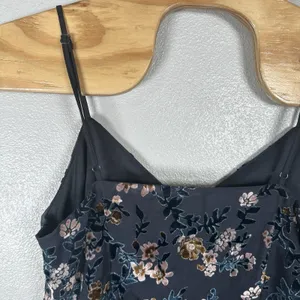 NEW Lulus Evenings With You Dark Teal Floral Velvet Asymmetrical Dress Womens XL thumbnail 6