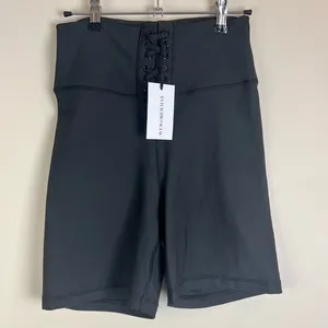 WeWoreWhat Lace Up High‎ Rise Biker Shorts Black Size Medium thumbnail 9