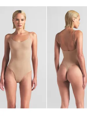 SKIMS Sheer Seamless Thong Bodysuit shapewear clay small (G21) NWT thumbnail 2