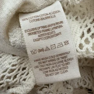 Free People Patches of Lace Henley Crochet Back Shirt Ivory Long Sleeve M thumbnail 6
