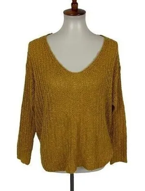 Dreamers Sweater Medium Mustard Knit Cozy Fall Winter Cottagecore thumbnail 1