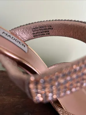 Steve Madden Rose Gold Crystal Strap Camina Slide Heels thumbnail 2