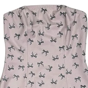 Cider Light Pink Strapless Bow Print Lace Trim Mini Dress Size XS thumbnail 4