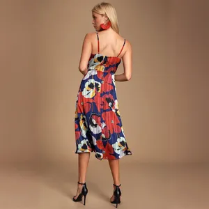 Lulus All About Love Royal Blue Floral Print Midi Dress Size XS thumbnail 2
