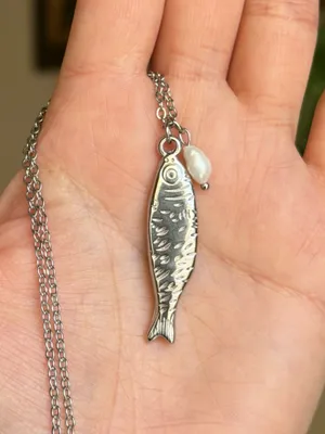Handmade stainless steel fish boho funky chic necklace🌀🐟 thumbnail 2