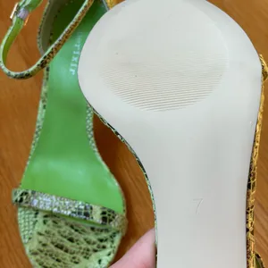 Perixir Women’s US 7 Green Snakeskin Print Stiletto Ankle Strap Sandals Heels thumbnail 8