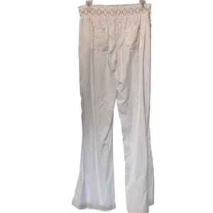 April Kiss Linen Pants Beach Summer Boho NWT High Waist Wide Leg SZ LG White thumbnail 6
