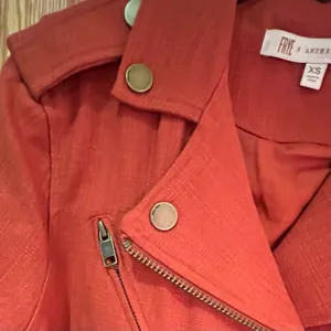 FRYE x Anthropologie Cropped Vita Cotton Moto Jacket in Burnt Cedar‎ Size XS thumbnail 12