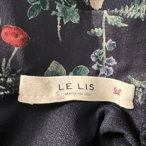 LE LIS Navy‎ Floral Long Sleeve Tiered Ruffle Trim Mini Shift Dress NWOT Large thumbnail 10