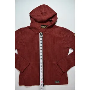 Harley-Davidson Womens XS Red Ribbed Knit Full Zip Hooded Sweater Cotton Japan thumbnail 8