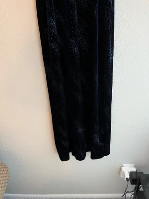 90s Y2K Navy Blue Velvet Formal Dress thumbnail 7