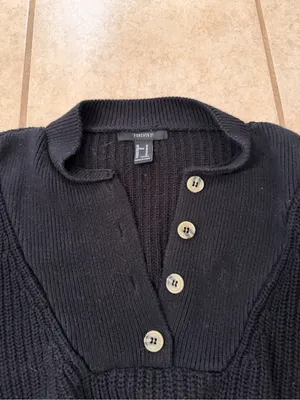 Forever 21 Black Chunky Knit Cropped Sweater thumbnail 2