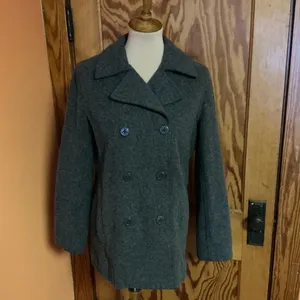 Vtg Y2K American Eagle Peacoat Gray Wool Blend Double Breasted Jacket M thumbnail 10